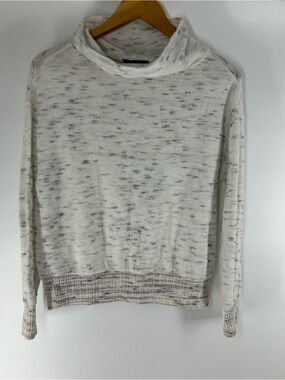 Anthropologie Cream Speckled Cowl Neck Sweater